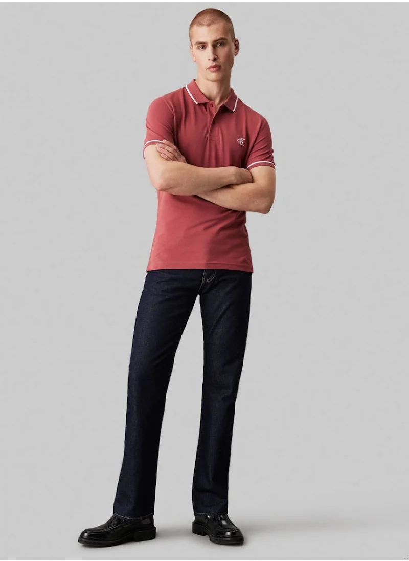 Calvin Klein Jeans Men's Slim Polo Shirt - Cotton, Red