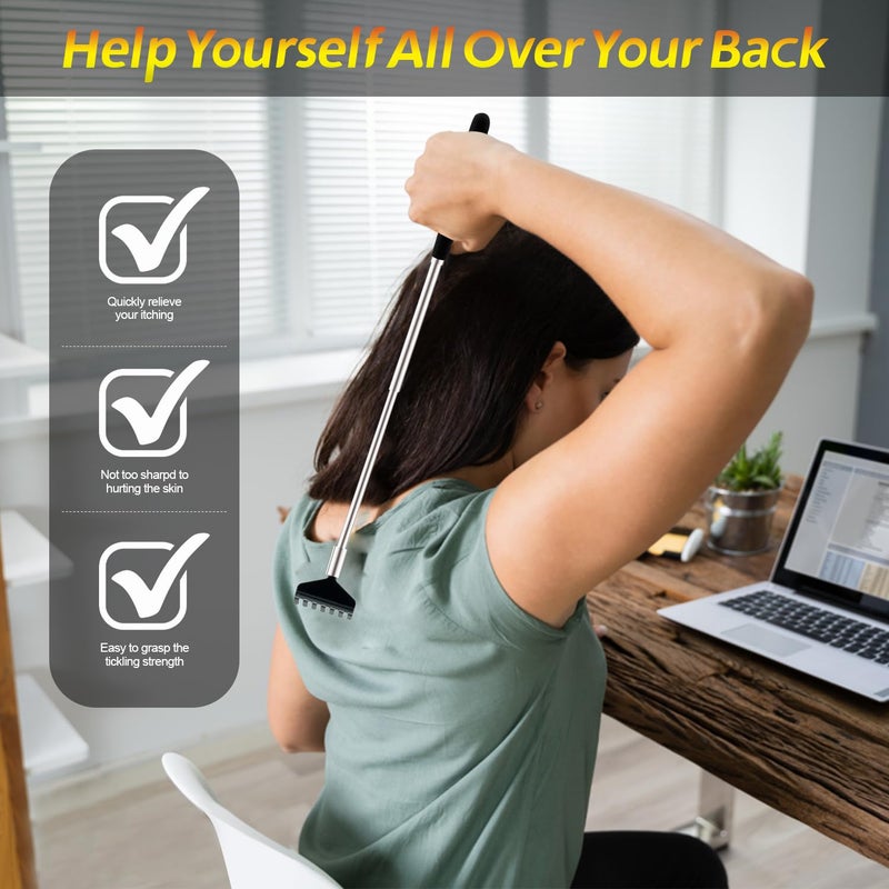 Asqraqo مجموعة أدوات خدش الظهر أسقراقو 3 قطع بتصميمات مختلفة، أدوات خدش ظهر قابلة للتمديد من الفولاذ المقاوم للصدأ مع علبة جميلة، جهاز تدليك ظهر محمول هدايا للرجال أو النساء، هدايا صغيرة في الجوارب - Image 5