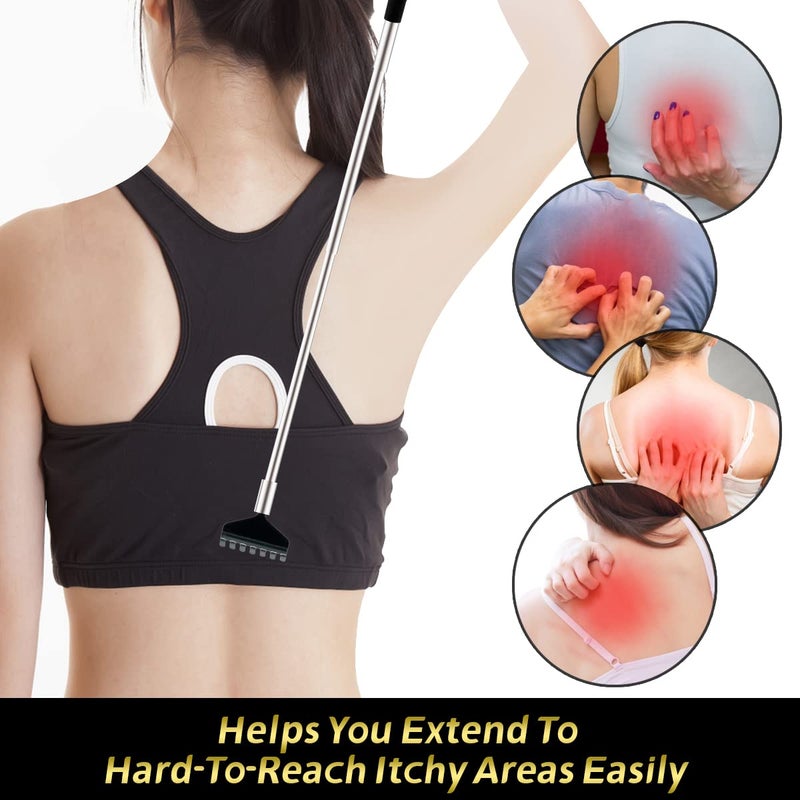 Asqraqo مجموعة أدوات خدش الظهر أسقراقو 3 قطع بتصميمات مختلفة، أدوات خدش ظهر قابلة للتمديد من الفولاذ المقاوم للصدأ مع علبة جميلة، جهاز تدليك ظهر محمول هدايا للرجال أو النساء، هدايا صغيرة في الجوارب - Image 2