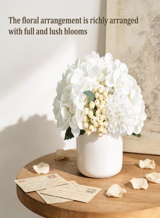 داهي زهور هيدرانجيا اصطناعية من داهي في مزهرية سيراميك صغيرة، تنسيقات زهور صناعية لغرفة المعيشة والحمام وطاولة الطعام وحفلات الزفاف وديكور المنزل الربيعي - Image 3