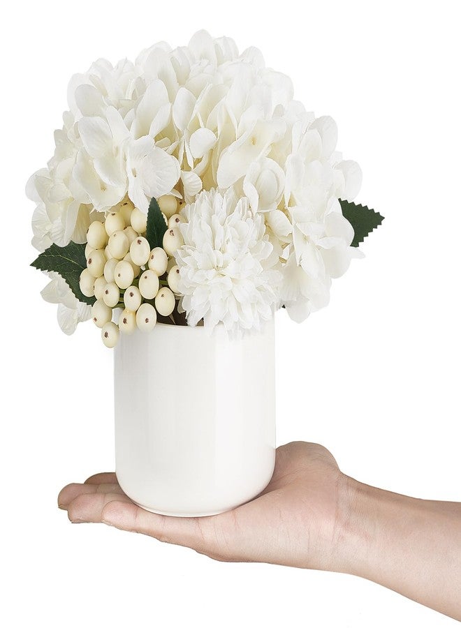 داهي زهور هيدرانجيا اصطناعية من داهي في مزهرية سيراميك صغيرة، تنسيقات زهور صناعية لغرفة المعيشة والحمام وطاولة الطعام وحفلات الزفاف وديكور المنزل الربيعي - Image 5