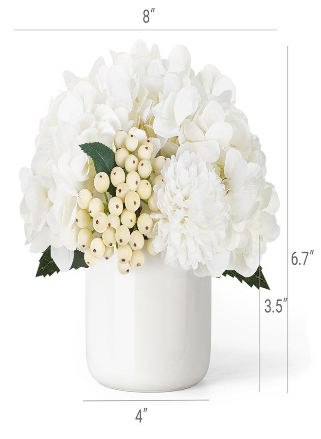 داهي زهور هيدرانجيا اصطناعية من داهي في مزهرية سيراميك صغيرة، تنسيقات زهور صناعية لغرفة المعيشة والحمام وطاولة الطعام وحفلات الزفاف وديكور المنزل الربيعي - Image 2