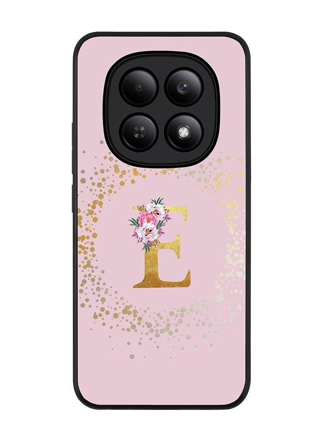 For Xiaomi Redmi Note 15 4G Case,Slim fit Camera Protection, Shockproof Thin Phone cover  - Custom Monogram Floral - E  (Pink )