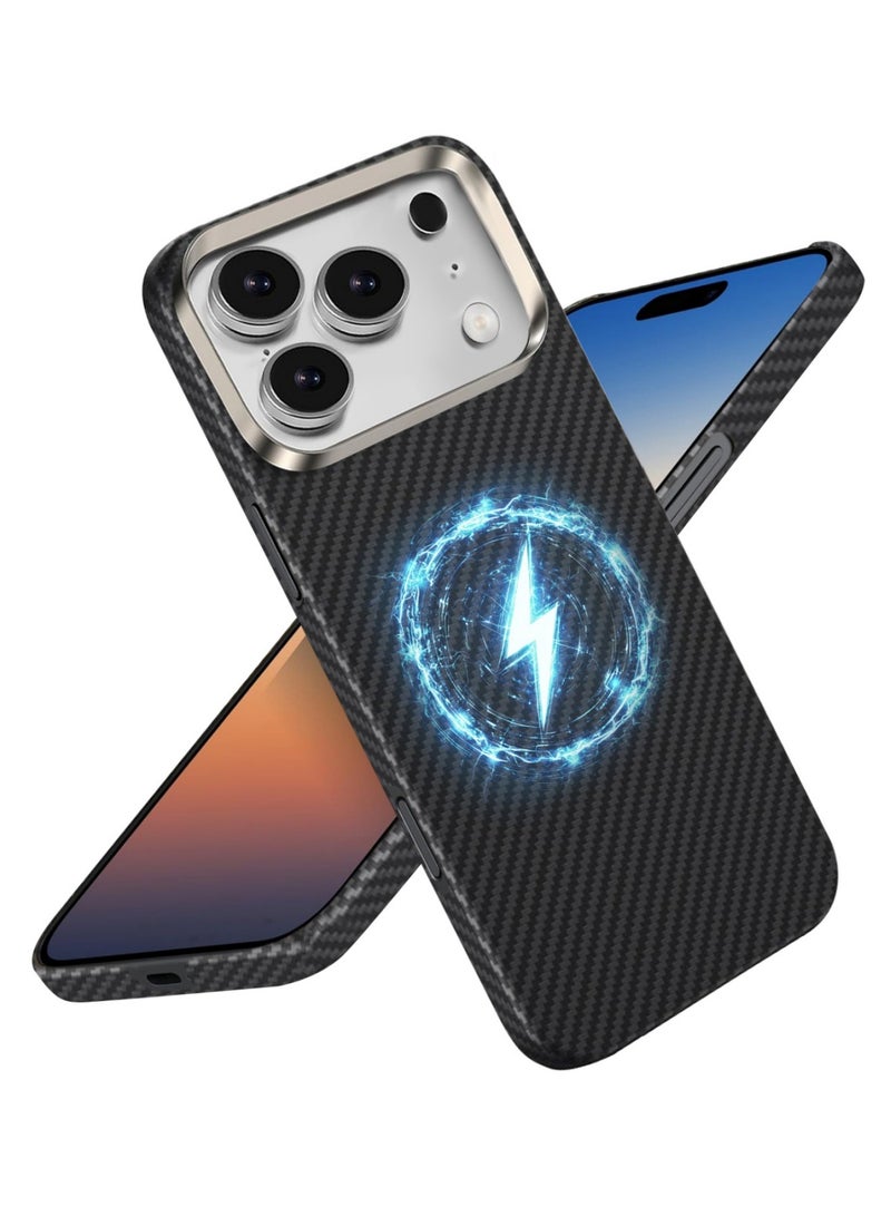 اووكاي جراب لهاتف iPhone 17 Pro Max، متوافق مع MagSafe، جراب رفيع وخفيف الوزن، بتصميم من ألياف الكربون، مع حماية للكاميرا بإطار معدني (أسود). - Image 1