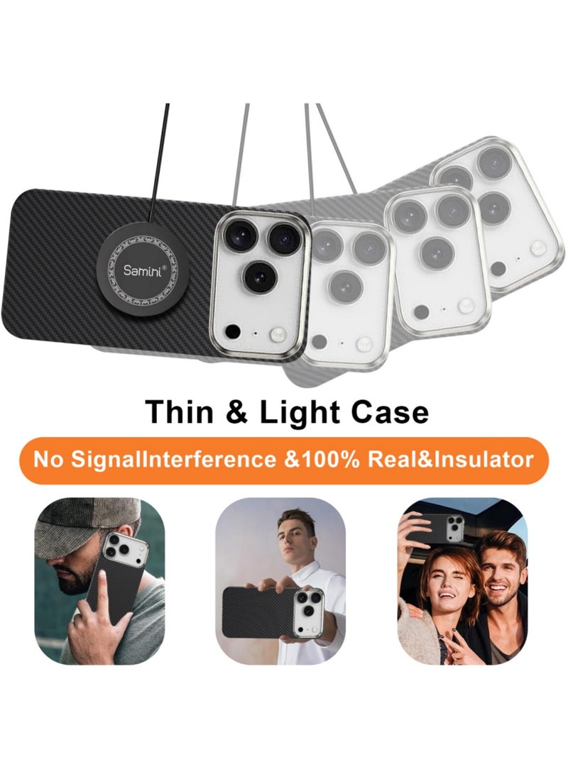 اووكاي جراب لهاتف iPhone 17 Pro Max، متوافق مع MagSafe، جراب رفيع وخفيف الوزن، بتصميم من ألياف الكربون، مع حماية للكاميرا بإطار معدني (أسود). - Image 4