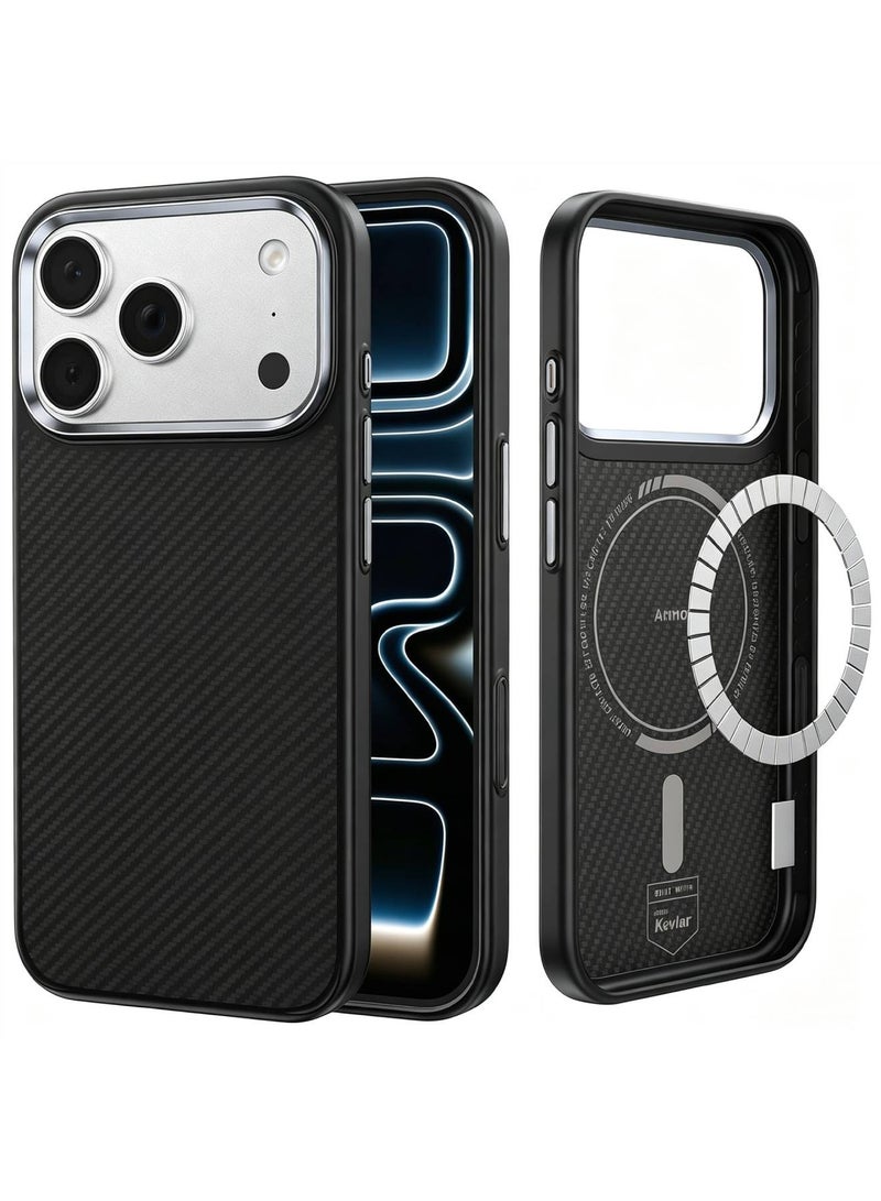 اووكاي جراب لهاتف iPhone 18 Pro Max / 17 Pro Max متوافق مع MagSafe، جراب رفيع وخفيف الوزن بتصميم أنيق يشبه الجراب بدون غطاء، بنمط ألياف الكربون (أسود) - Image 1