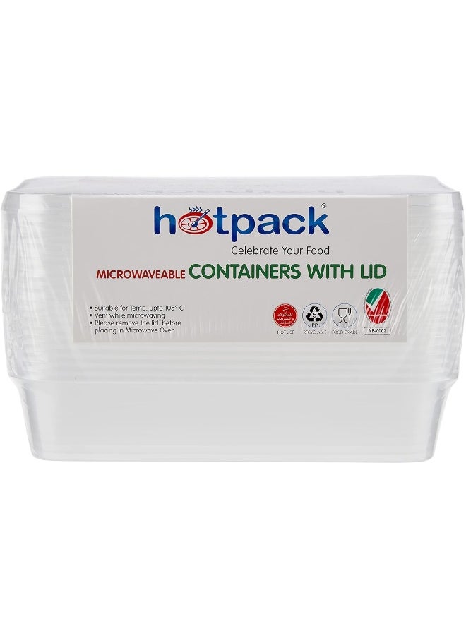 Hotpack - Hotpack Microwavable Container with Lid Rectangular 500ml 8+2 FREE - Image 1