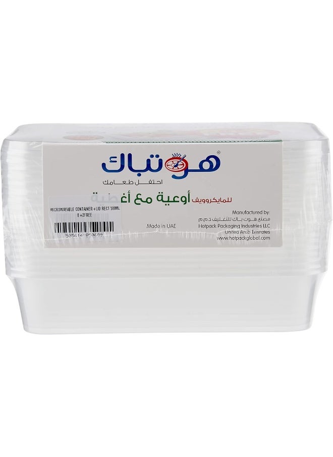 Hotpack - Hotpack Microwavable Container with Lid Rectangular 500ml 8+2 FREE - Image 1