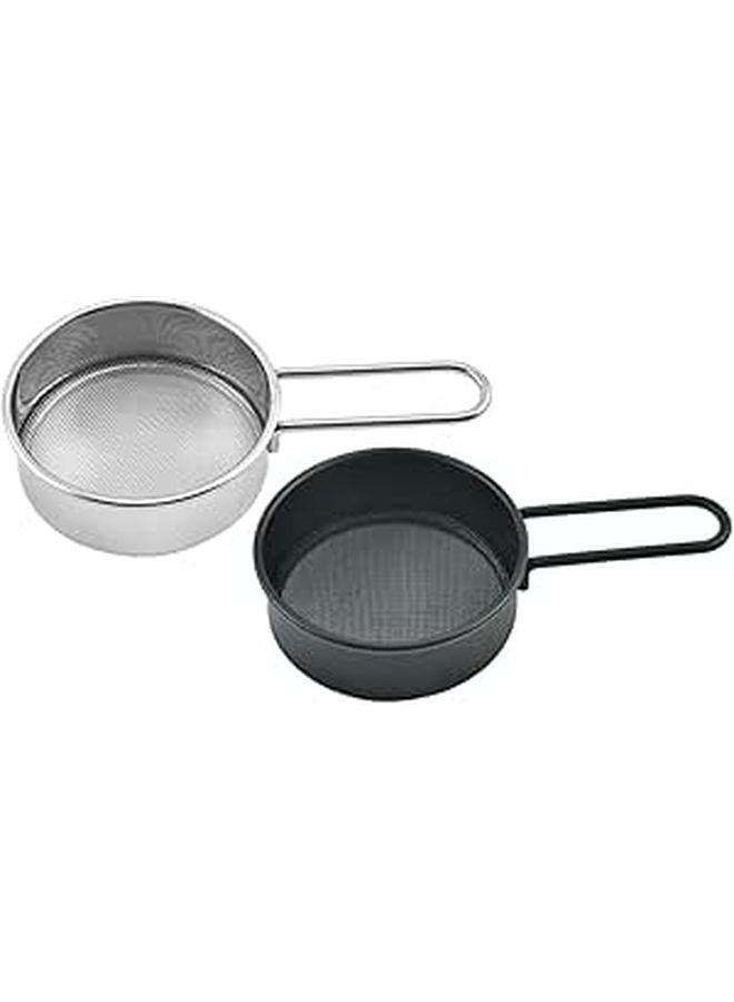 Stainless Steel Flour Sifter Fine Mesh Strainer For Baking Kitchen 2 Pack - Image 1