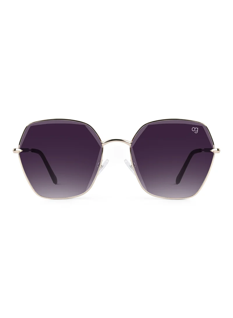Woggles Latest & Stylish UV Protected Black Hexagonal Sunglasses for Women