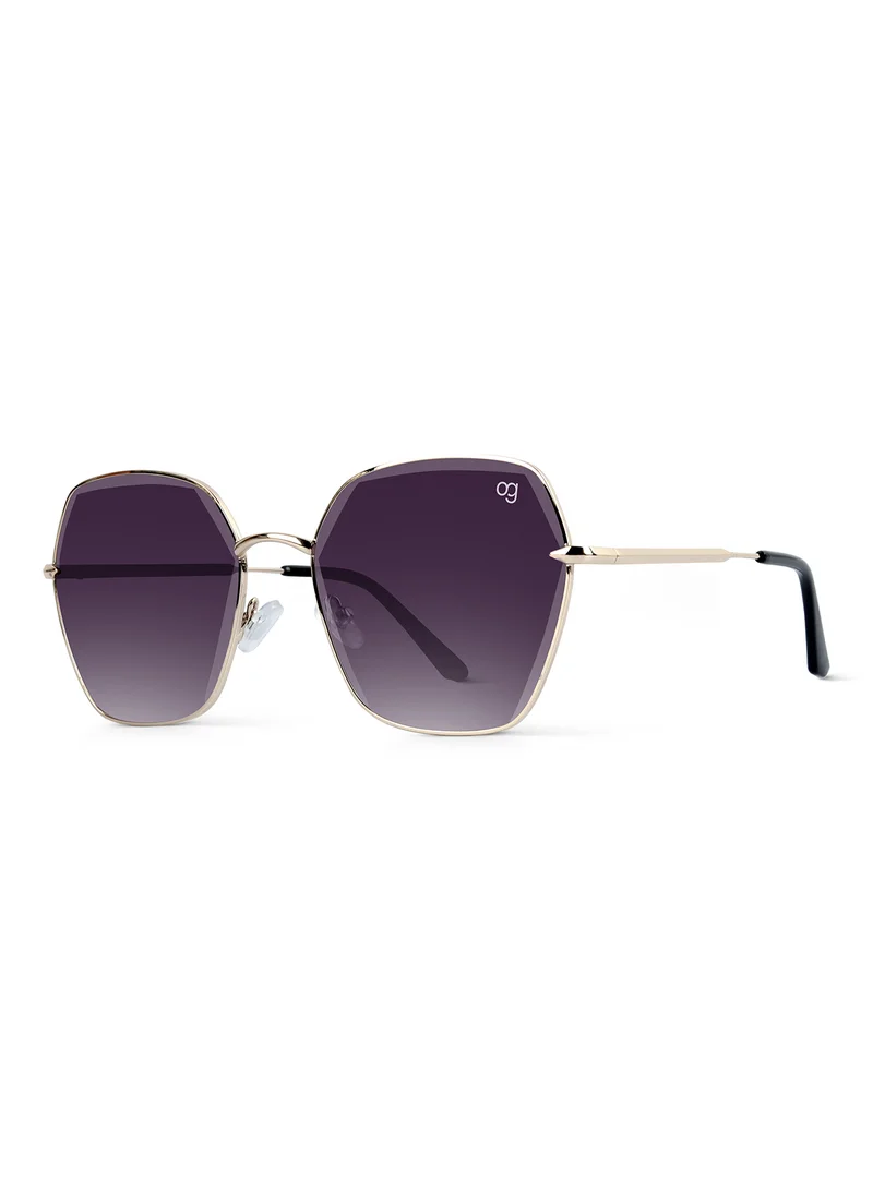 Woggles Latest & Stylish UV Protected Black Hexagonal Sunglasses for Women