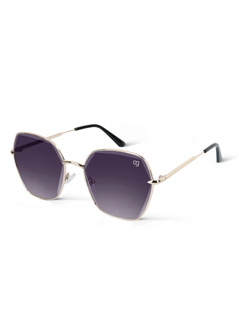 Woggles Latest & Stylish UV Protected Black Hexagonal Sunglasses for Women