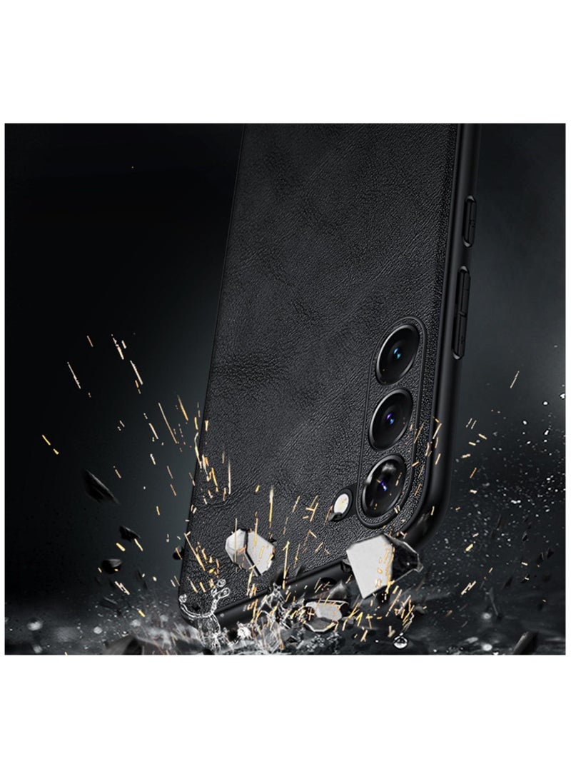 Aookay For Galaxy S24 Ultra Case Leather, Luxury Business Retro Premium PU Leather Phone Case, Shockproof Bumper Full Body Protective Cover Phone Cases for Samsung Galaxy S24 Ultra 5G 2024 - Black - Image 3