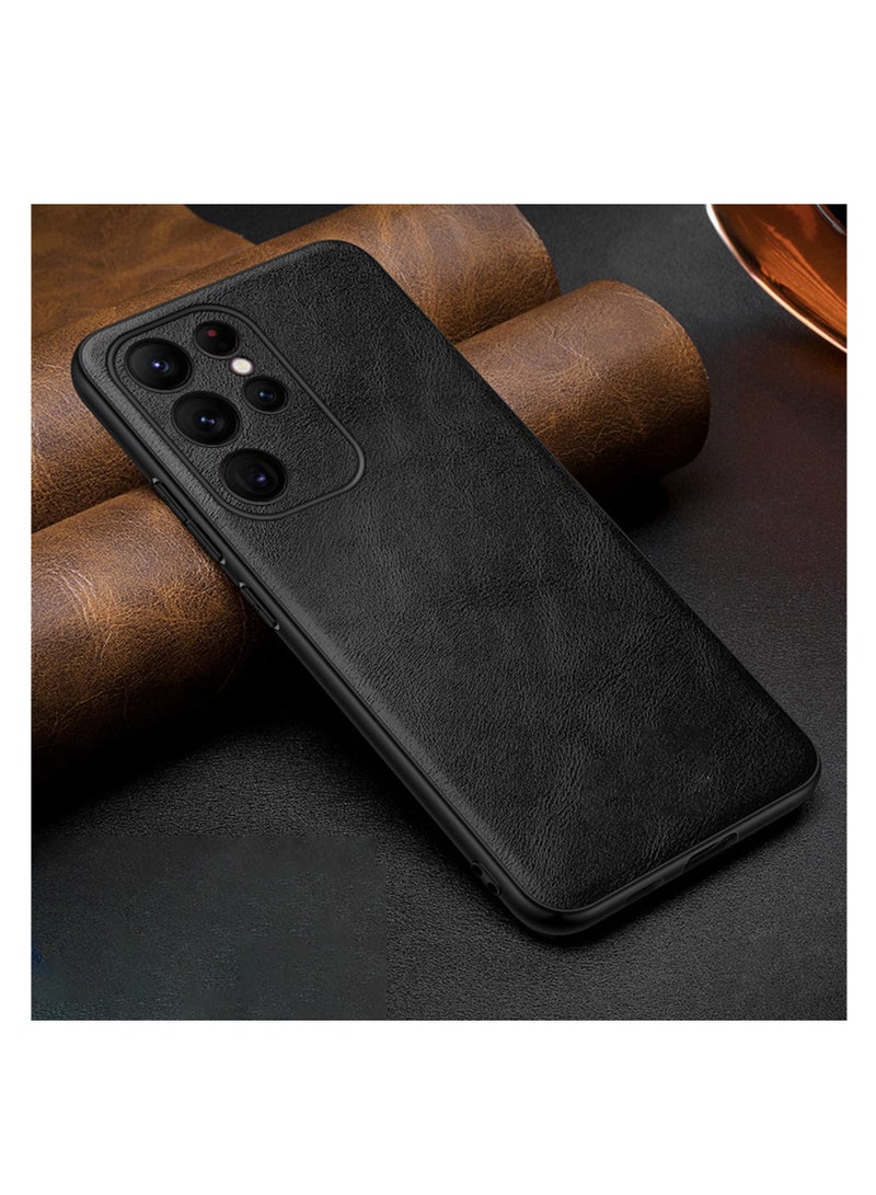 Aookay For Galaxy S24 Ultra Case Leather, Luxury Business Retro Premium PU Leather Phone Case, Shockproof Bumper Full Body Protective Cover Phone Cases for Samsung Galaxy S24 Ultra 5G 2024 - Black - Image 1