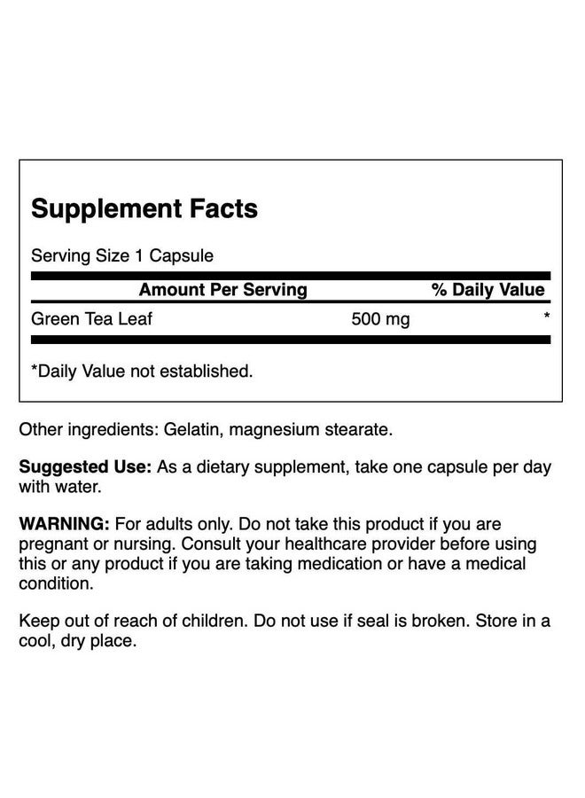 Swanson Green Tea 500 Milligrams 30 Capsules - Image 2