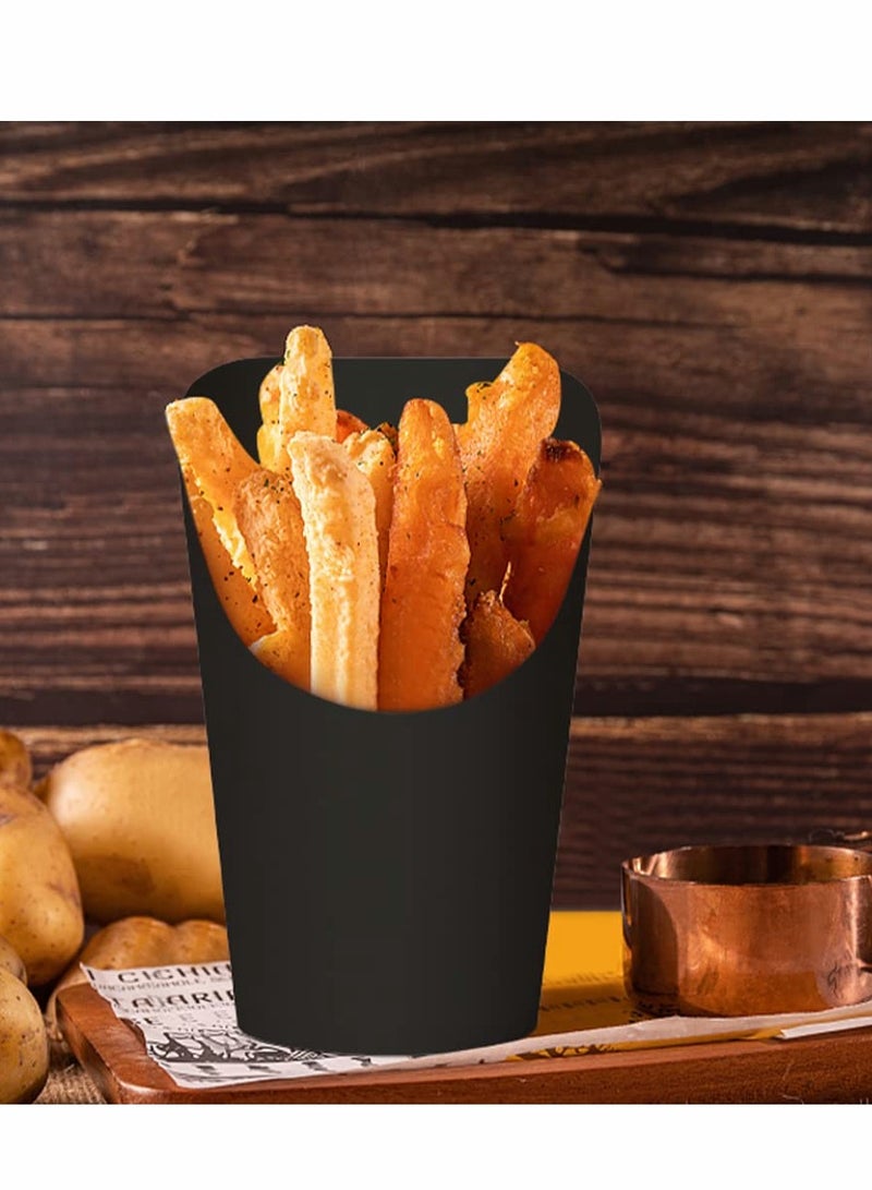 50 قطعة حوامل بطاطا مقلية disposable سعة 14 أونص - أكواب كرافت ورقية سوداء لوافل، رقائق، فشار، والحلويات الحفل - صناديق طعام خارجية مثالية للوجبات الخفيفة وال cones. - Image 4