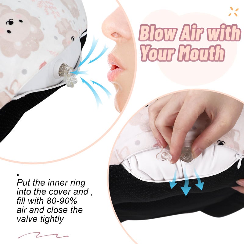 KAKIBLIN كرسي كاكبلين للأطفال للجلوس، كرسي قابل للنفخ مع غطاء للأطفال من 3-36 شهر، محمول، كراسي قابلة للنفخ للجلوس واللعب على الأرض للأطفال من 3 أشهر باللون الوردي - Image 4