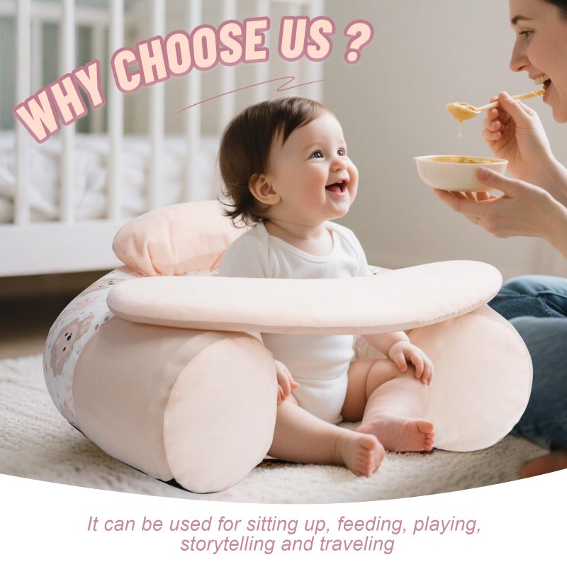KAKIBLIN كرسي كاكبلين للأطفال للجلوس، كرسي قابل للنفخ مع غطاء للأطفال من 3-36 شهر، محمول، كراسي قابلة للنفخ للجلوس واللعب على الأرض للأطفال من 3 أشهر باللون الوردي - Image 5