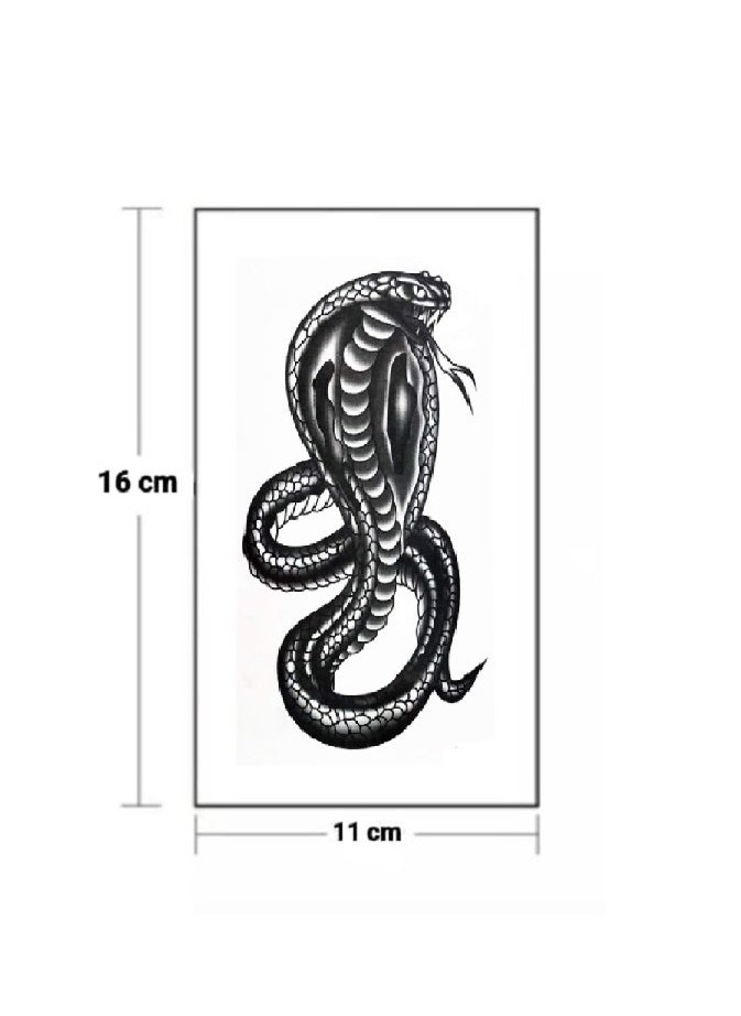 Generic Waterproof temporary tattoo in the shape of a black cobra with an attractive design  - Image 3