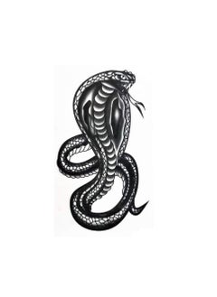 Waterproof temporary tattoo in the shape of a black cobra with an attractive design