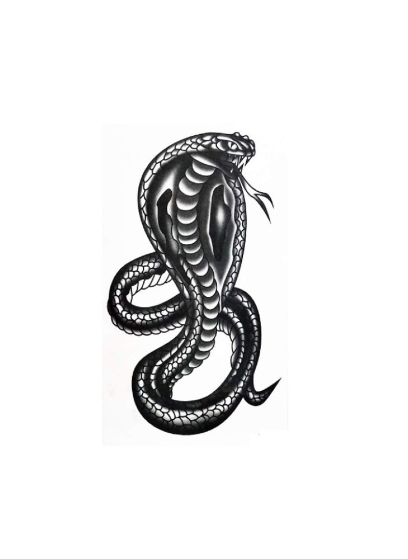 Generic Waterproof temporary tattoo in the shape of a black cobra with an attractive design  - Image 1