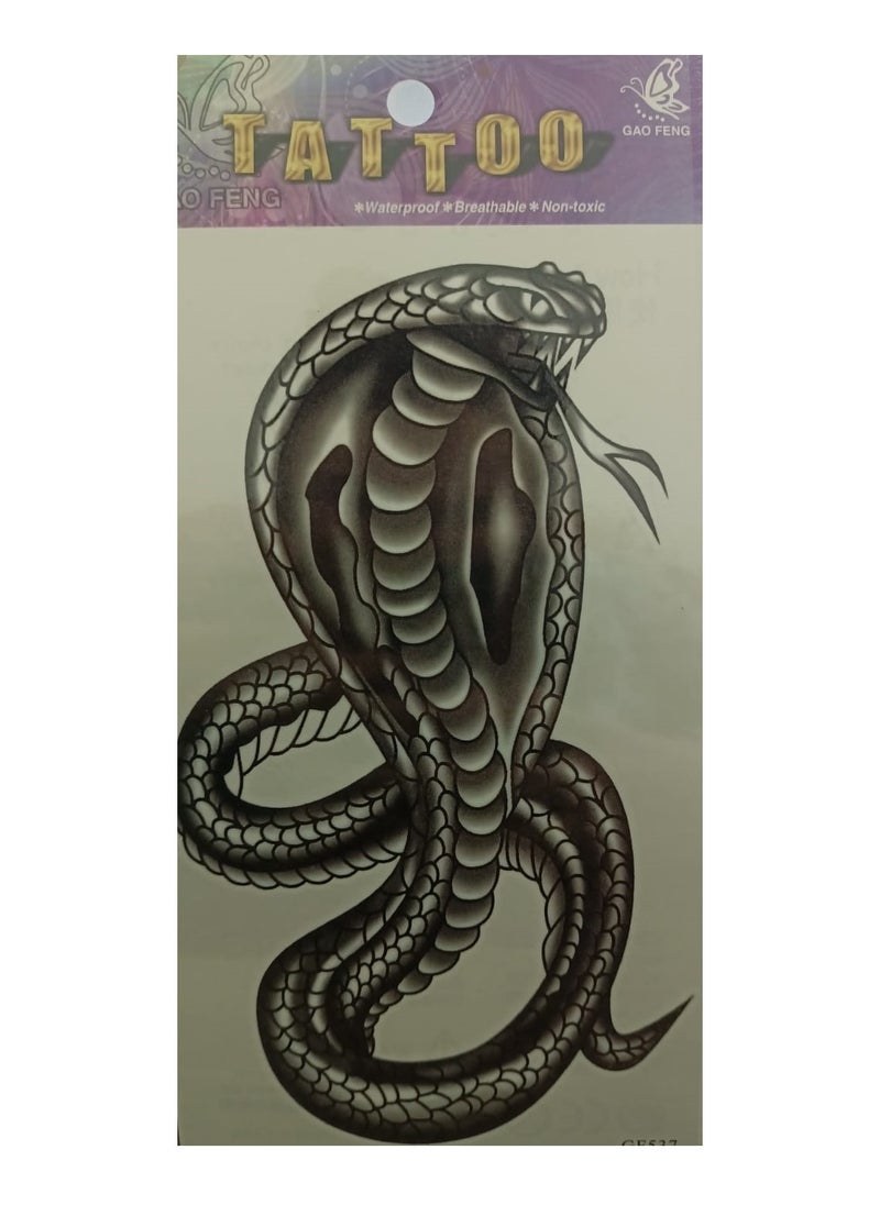 Generic Waterproof temporary tattoo in the shape of a black cobra with an attractive design  - Image 2