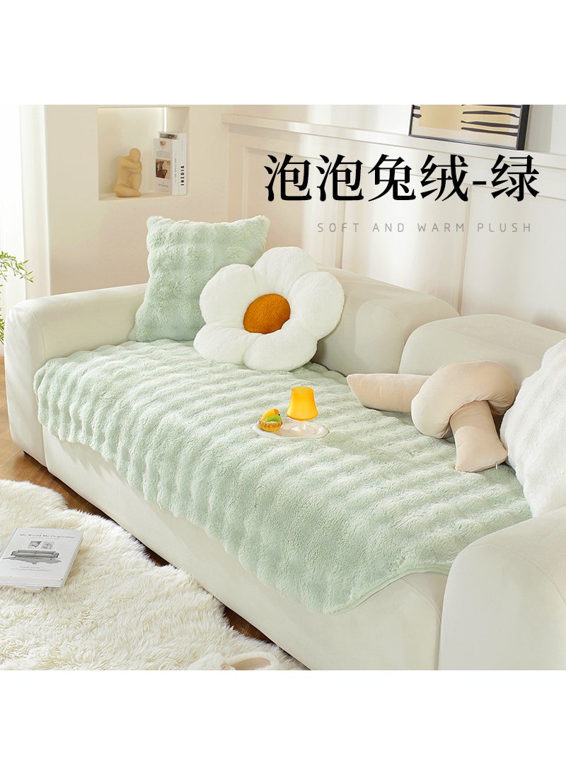 Generic Thick Rabbit Fur Non-slip Sofa Cover WinterNon-slip rabbit velvet-Green Non-slip rabbit velvet-Green 