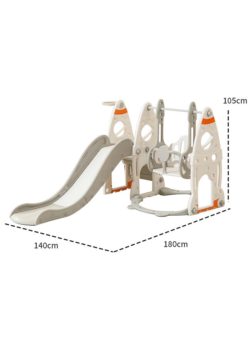 Yoawllty Slide Swing Set, 4 in 1 Kids Playground for 1-3 Years Old, Kids Playset with Slide, Swing, Climber(Rocket Grey & White) - Image 2