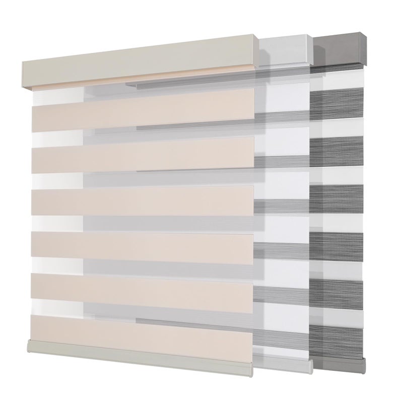Joydeco Cordless Zebra Blinds Pro Dual Layer Light Control Zebra Blinds for Windows LightProof Aluminum Cover FreeStop Roller Shades for Home Office Beige345 W x 75 H - Image 2