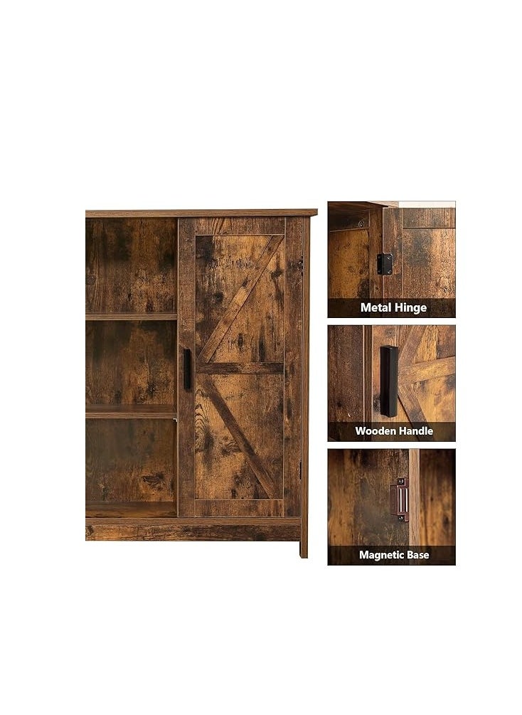 Royal Polar Storage Cabinet Coffee Bar Cabinet with Barn Door Sideboard with Open Compartment Buffet Cabinet for Kitchen Dining Living Room Entryway Storage Sideboard  - Image 3