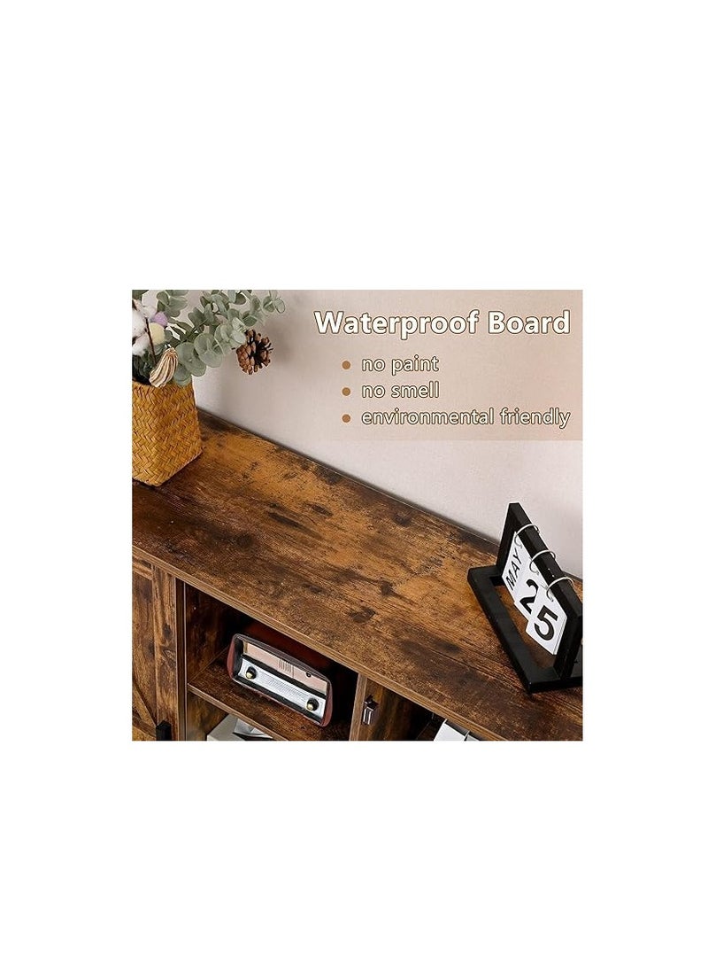 Royal Polar Storage Cabinet Coffee Bar Cabinet with Barn Door Sideboard with Open Compartment Buffet Cabinet for Kitchen Dining Living Room Entryway Storage Sideboard  - Image 5