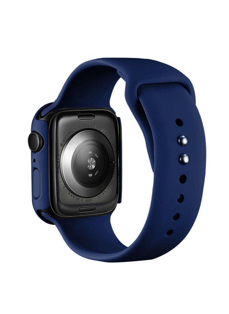 Silicone Watchbands 200mm Length with Protective Case Cover for Apple iWatch 7 41mm