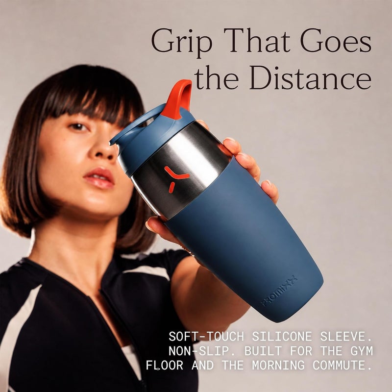 Promixx Pursuit Stainless Steel Shaker Bottle - 26oz Lightweight Metal Protein Mixer with Snap-Fit Agitator for Smooth Shakes - Leak-Proof Gym Shaker Cup for Fitness & Travel - Midnight Blue - Image 5