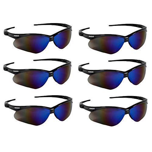 KleenGuard V30 Nemesis Safety Glasses / Sunglasses 14481 Black Frame, Blue Mirror Lens (6 Pair) - Image 1