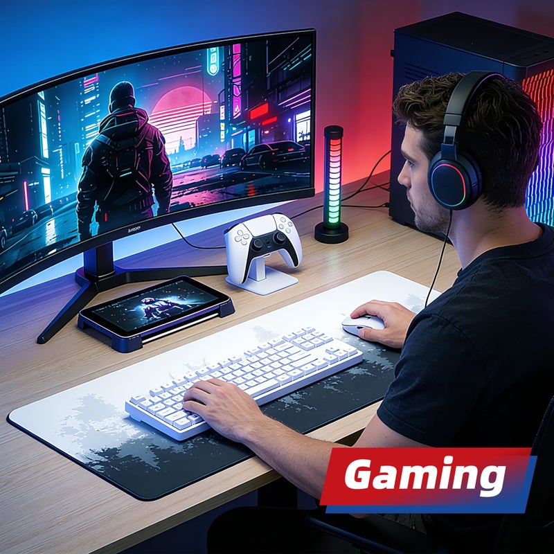 Galdas Mouse Pad For Gaming,Forest Background Pattern XXL XL Large Mouse Mat Long Extended MousePad Desk Mat Non-Slip Rubber Mice Pads Stitched Edges Thin (31.5 x 11.8 x 0.12 Inches) Tree - Image 5