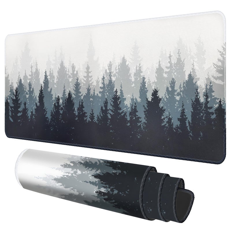 Galdas Mouse Pad For Gaming,Forest Background Pattern XXL XL Large Mouse Mat Long Extended MousePad Desk Mat Non-Slip Rubber Mice Pads Stitched Edges Thin (31.5 x 11.8 x 0.12 Inches) Tree - Image 2