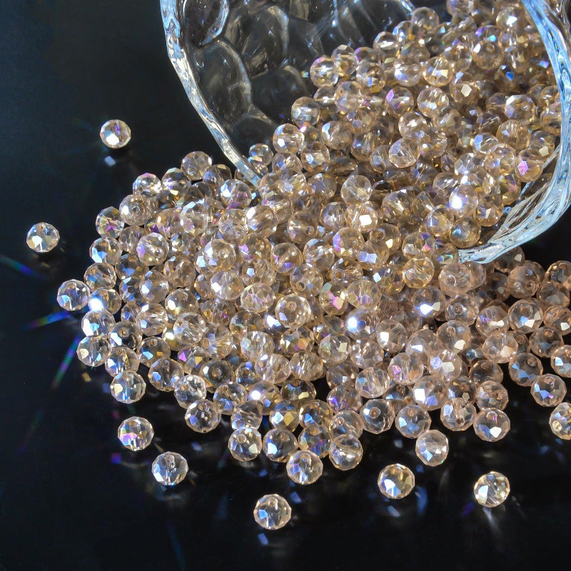 Laopottbeads 500Pcs 6mm Crystal Glass Beads for Jewelry Making Beads for Bracelets Necklace Pendants Making Supplies(Silver Champagne) - Image 2