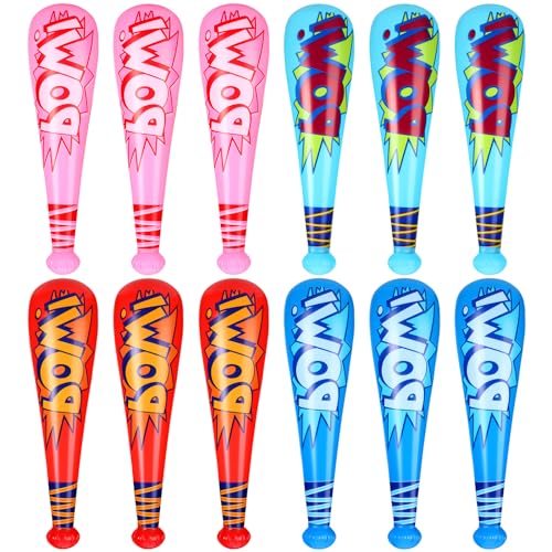 Supervitae 12 Pcs Pow Inflatable Baseball Bats Inflatable Bat Birthday Party Favors Baseball Party Decorations Prizes for Sports Theme Carnival Supplies Novelty Style - Image 1