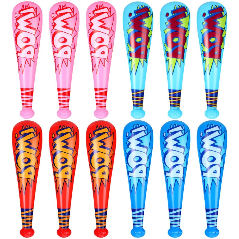 Supervitae 12 Pcs Pow Inflatable Baseball Bats Inflatable Bat Birthday Party Favors Baseball Party Decorations Prizes for Sports Theme Carnival Supplies Novelty Style - Image 2