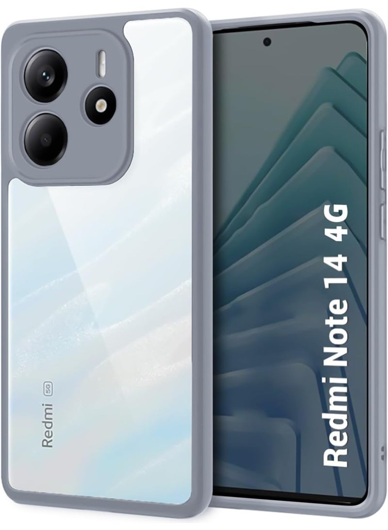 Compatible with Xiaomi Redmi Note 14 4G (Not 5G) Case Transparent, Military-Grade Shockproof Anti-Yellowing, Slim Protective Phone Case Full Bumper Cover With Camera Protective (Grey)