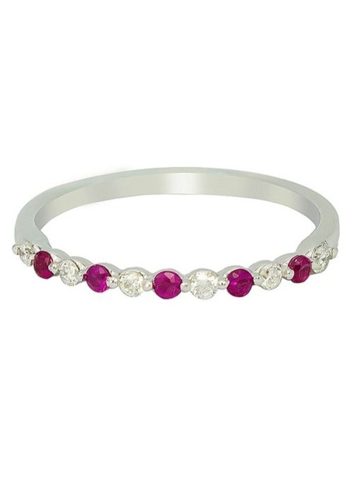 Capri Gold - Capri Gold Ruby Diamond Pave Ring in 18K White Gold, 9.5 US - Image 1