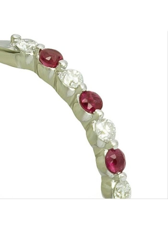 Capri Gold - Capri Gold Ruby Diamond Pave Ring in 18K White Gold, 9.5 US - Image 1