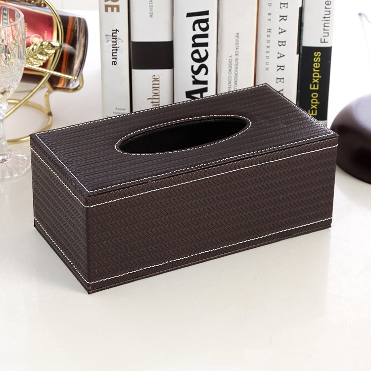 Generic Leather Living Room Tissue Box Holder European Style brown wheat grain 