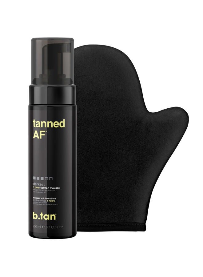 b tan مجموعة ب.تان للتسمير الذاتي الداكن | حزمة تان داكنة - موس التسمير الذاتي مع قفاز تطبيق التسمير الذاتي، 100% تان طبيعي بدون شمس، تان ذاتي سريع، بدون رائحة تان مزيفة - Image 1
