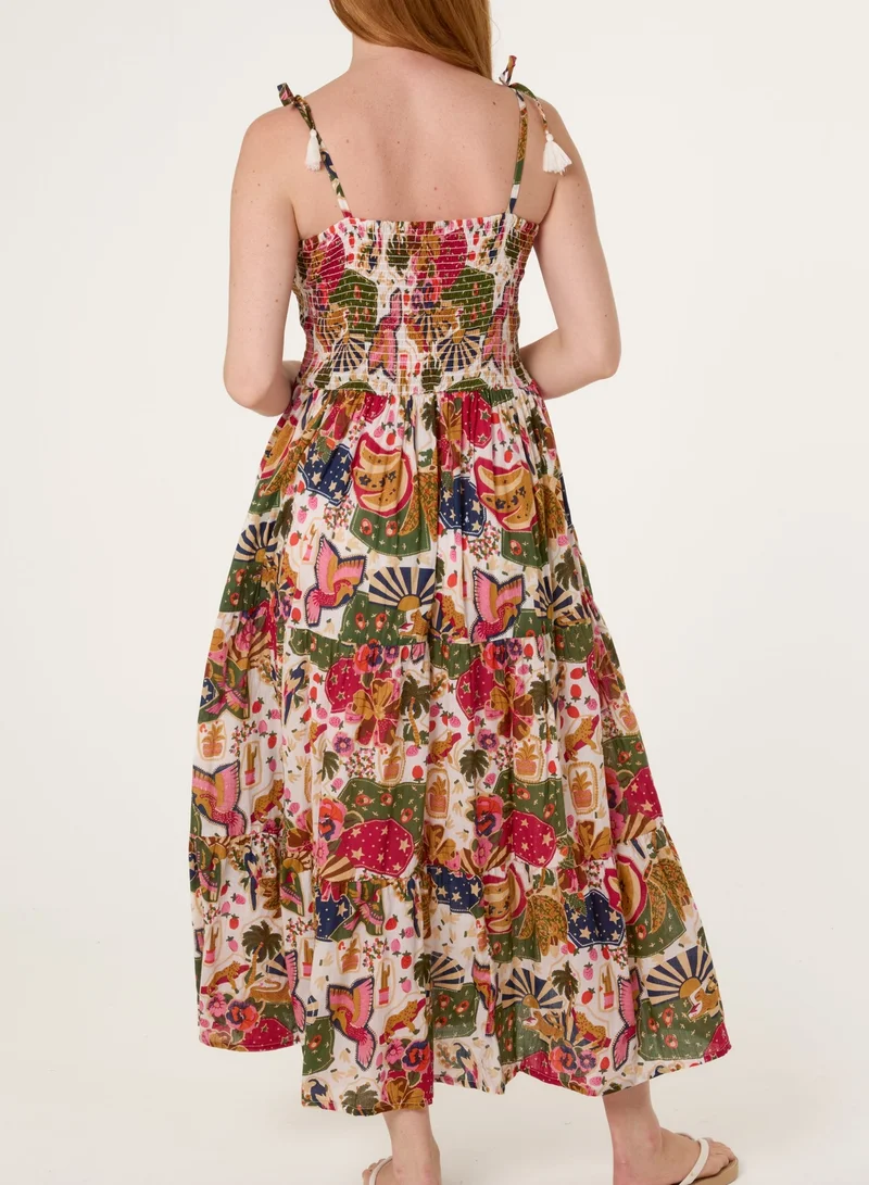 بلو فانيلا Bold Print Shirred Waist Dress