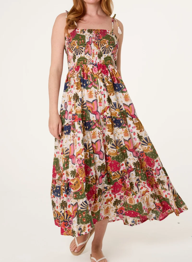 بلو فانيلا Bold Print Shirred Waist Dress