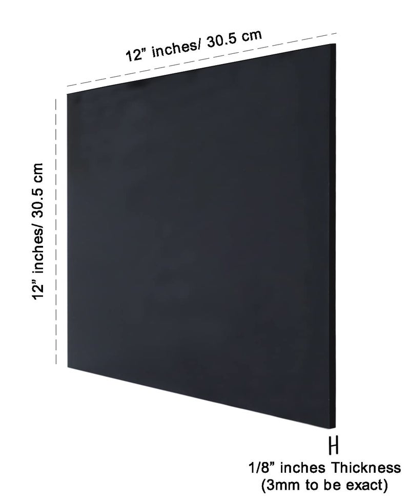 Inkdotpot Pack of 1-3mm Matt Black Acrylic Sheet 1/8 Thick Cast 12"x12" Transparent Acrylic Plastic Board with Protective Paper- DIY Display Project - Image 3