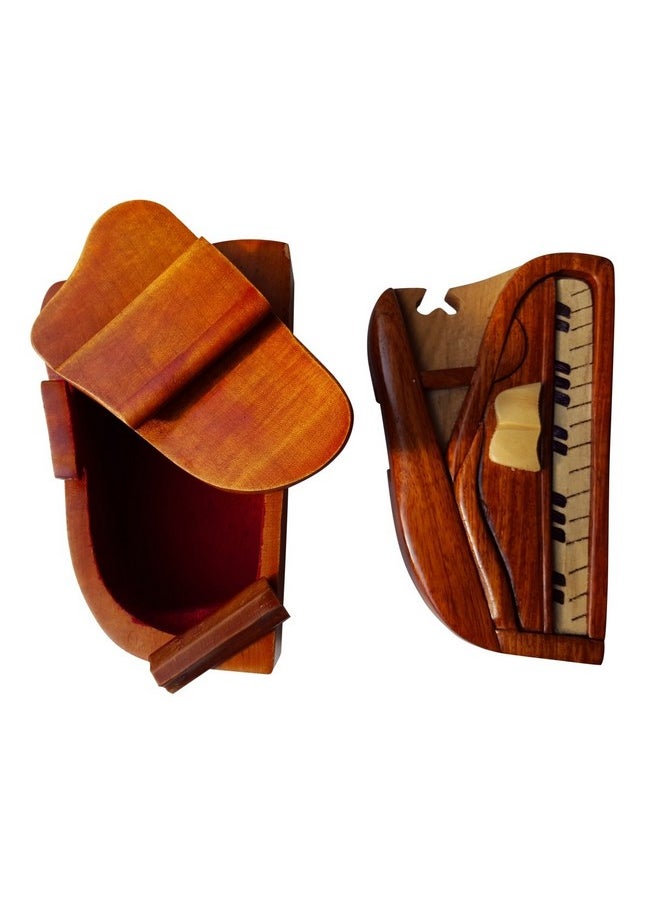 South Asia Trading - Handmade Wooden Art Trick Secret Piano Jewelry Puzzle Trinket Box (3026) - Image 1