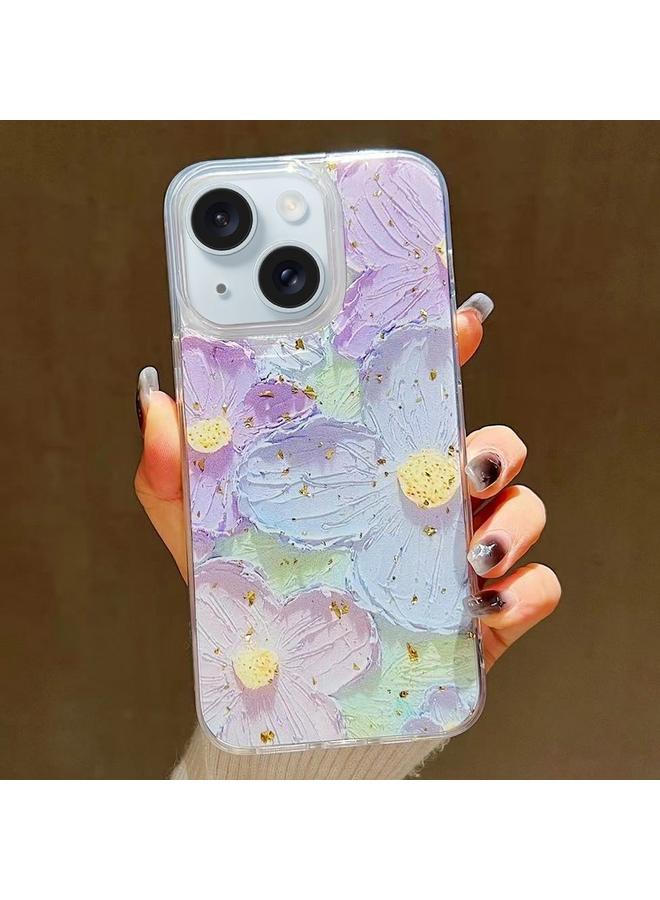 اس-توب جراب لهاتف iPhone 15 Plus مصنوع من مادة TPU الإيبوكسي المطلية بالزيت برقائق ذهبية - Image 1