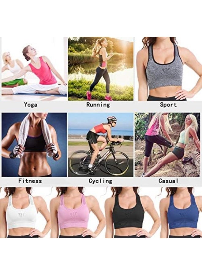 Rubik Sports Bra for Women, Seamless High Impact Racerback Shockproof Quick Dry Padded Sports Bra for Yoga Gym Training Running Workout Fitness (Pink, Medium) - Image 5